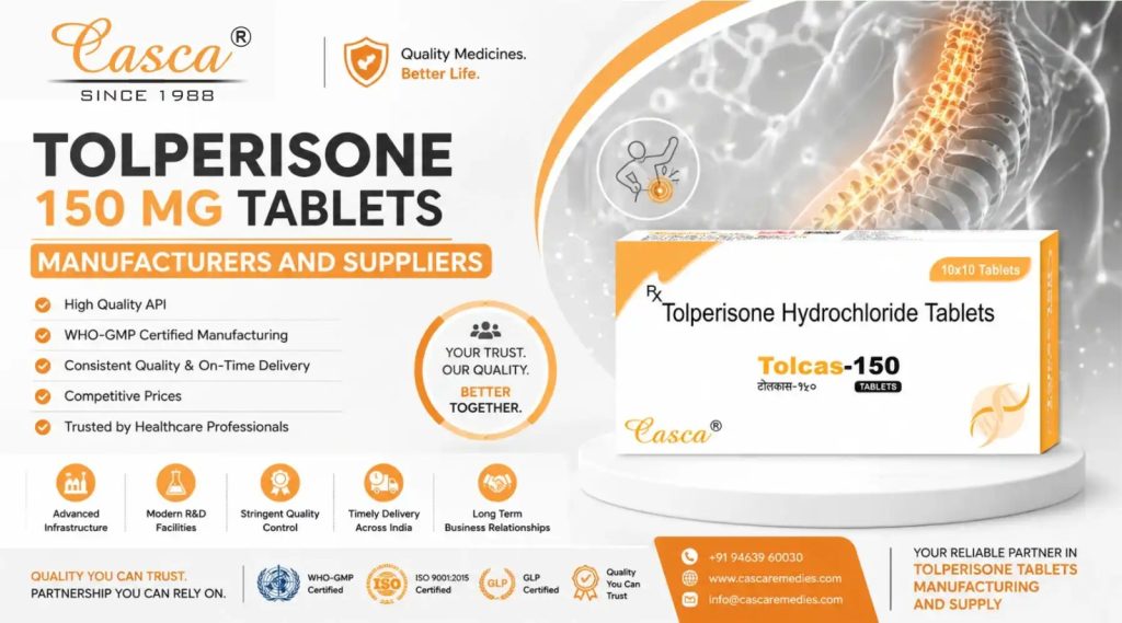 Tolperisone 150 mg tablets manufacturers and suppliers